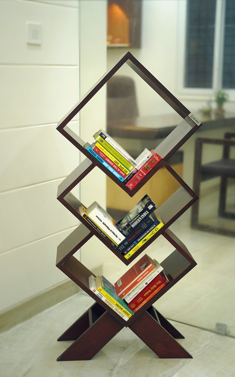 WOODEN DIAGONAL SQUARE BOOK SHELF