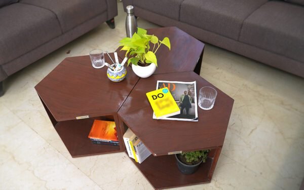 HEXAGON WOODEN CENTER TABLE (BIG) - Image 3