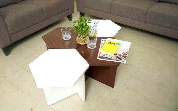 HEXAGON WOODEN CENTER TABLE (SMALL) - Image 2